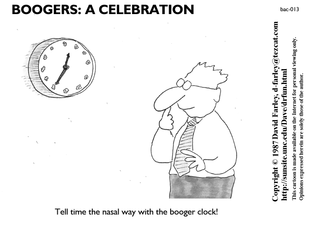 Tell time the nasal way with the booger clock!