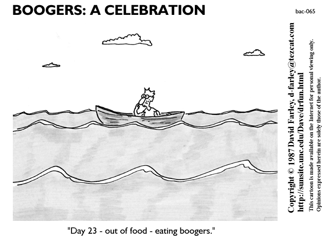 Day 23 - out of food - eating boogers.